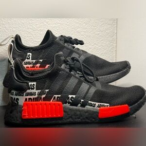 adidas Black & Red NMD R1 with Logo Heel Tape